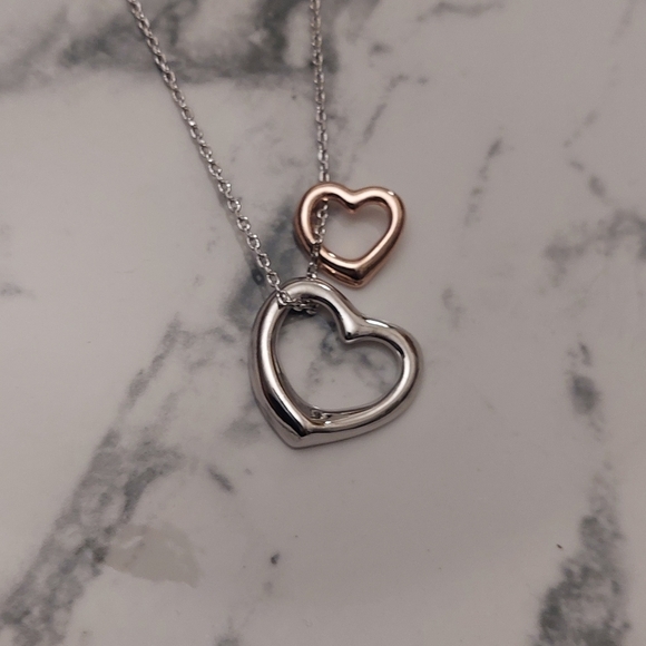 New Sterling Double  Heart Necklace - Picture 4 of 4